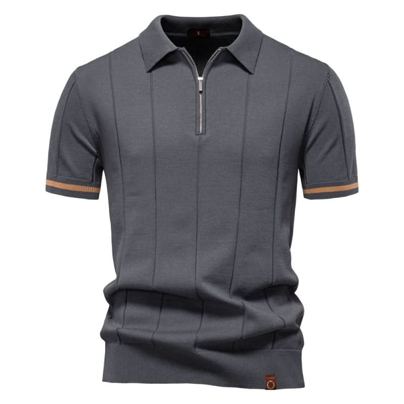 TEXTURIERTER ZIP-POLOSHIRT FÜR HERREN