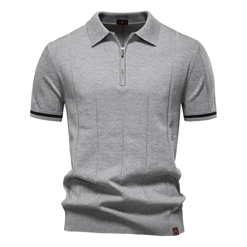 TEXTURIERTER ZIP-POLOSHIRT FÜR HERREN