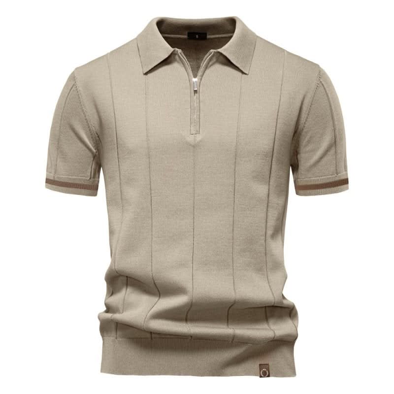 TEXTURIERTER ZIP-POLOSHIRT FÜR HERREN