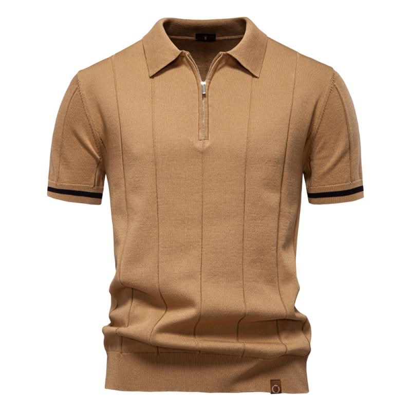 TEXTURIERTER ZIP-POLOSHIRT FÜR HERREN