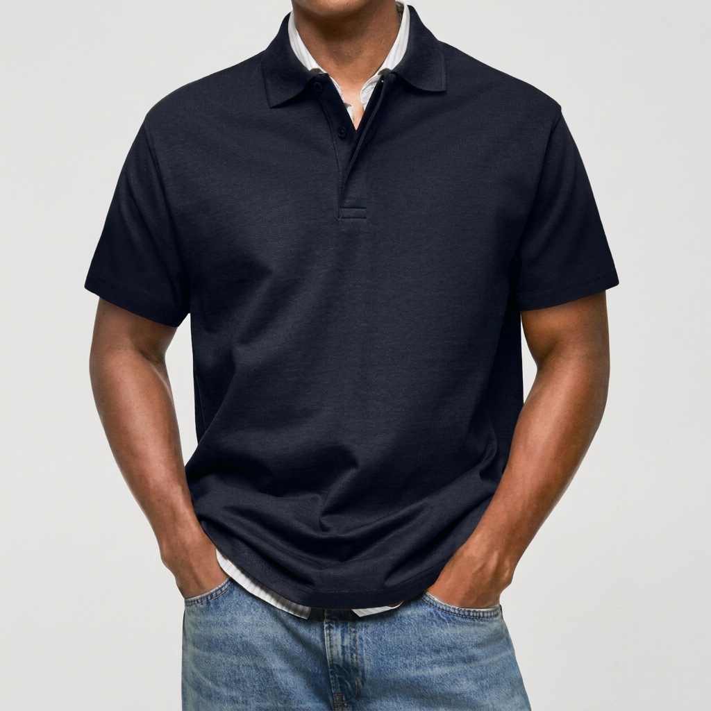 TEXTURIERTES STRICK-POLOSHIRT FÜR HERREN