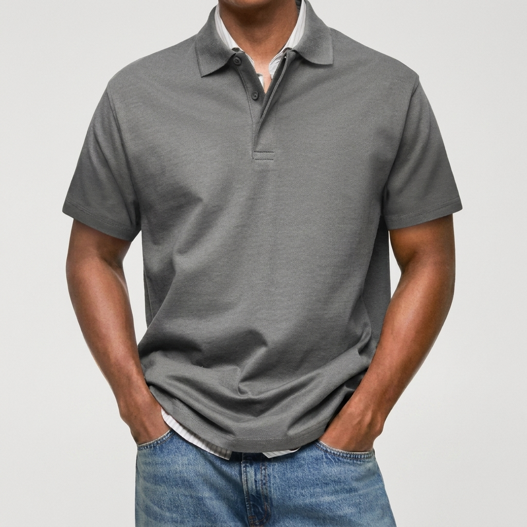 TEXTURIERTES STRICK-POLOSHIRT FÜR HERREN