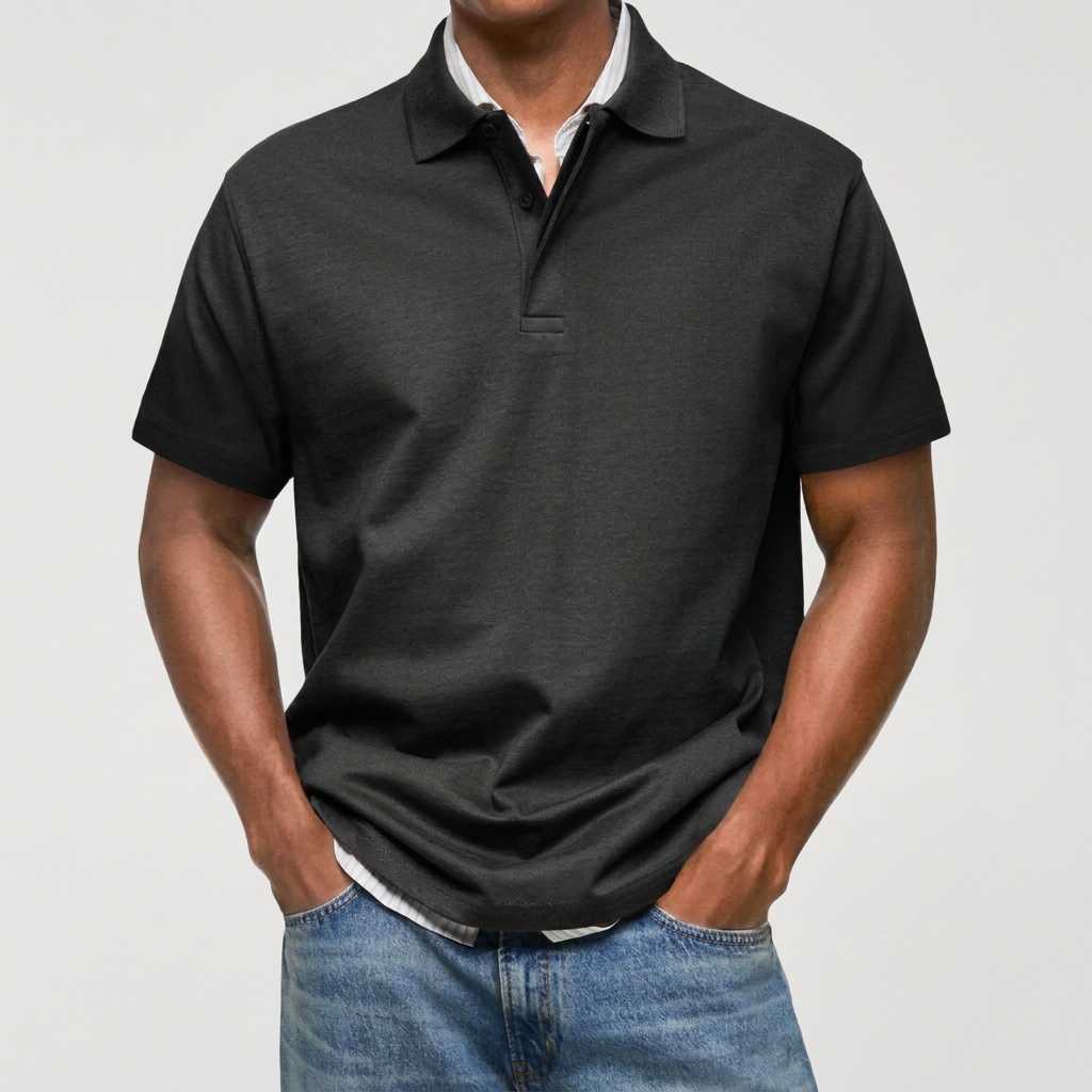 TEXTURIERTES STRICK-POLOSHIRT FÜR HERREN