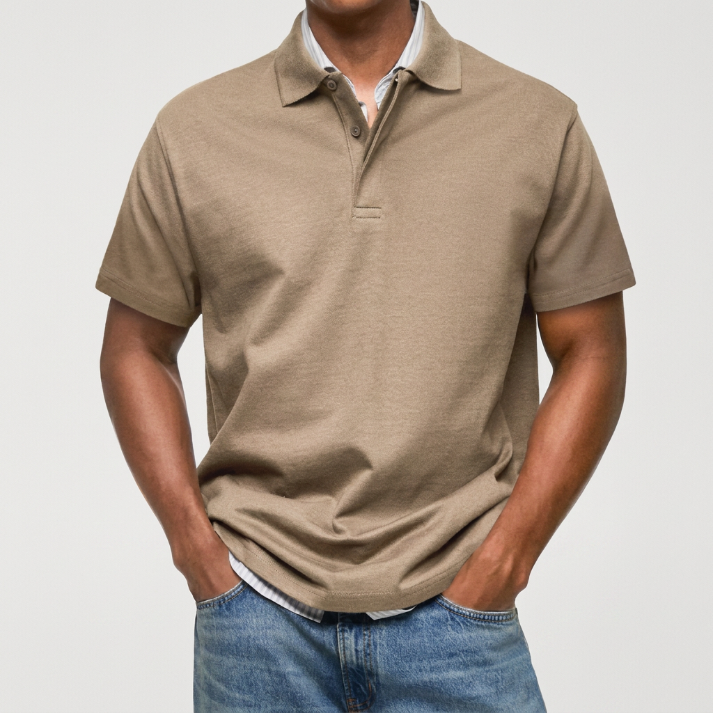 TEXTURIERTES STRICK-POLOSHIRT FÜR HERREN