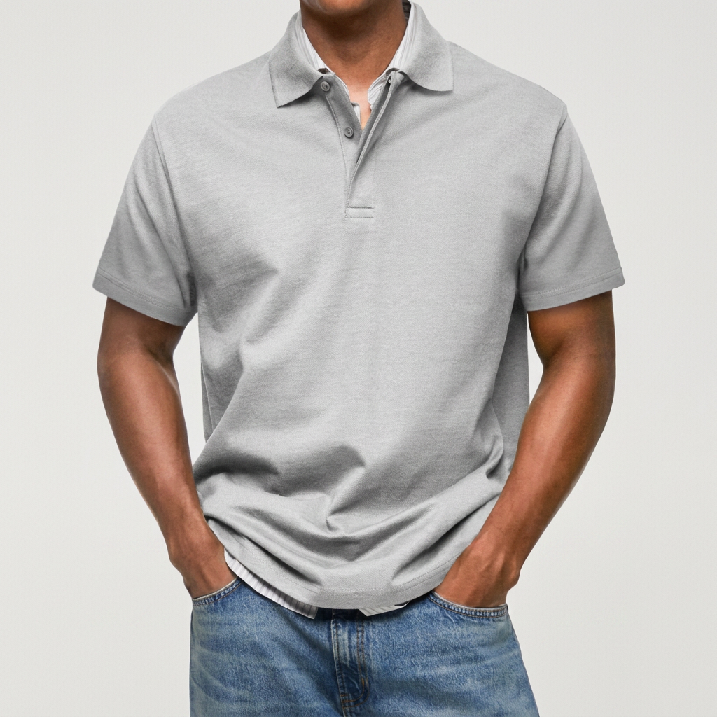 TEXTURIERTES STRICK-POLOSHIRT FÜR HERREN