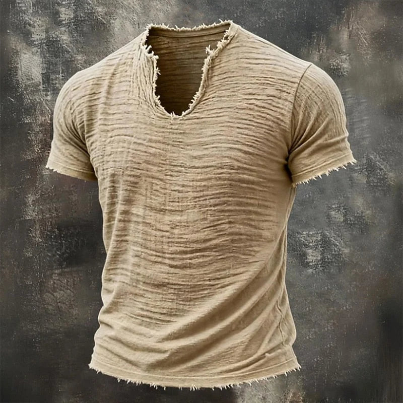 Herren-V-Neck-T-Shirt im Vintage-Look mit lockerer Passform