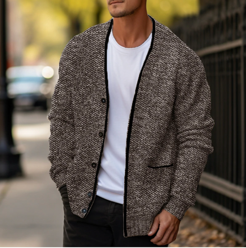 Men's Button Front Cardigan for Autumn and Winter