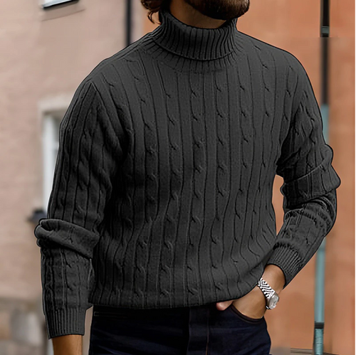 Men's Cable Knit Roll Neck Jumper