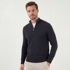 Men's Charcoal Quarter Zip Jumper for Layering
