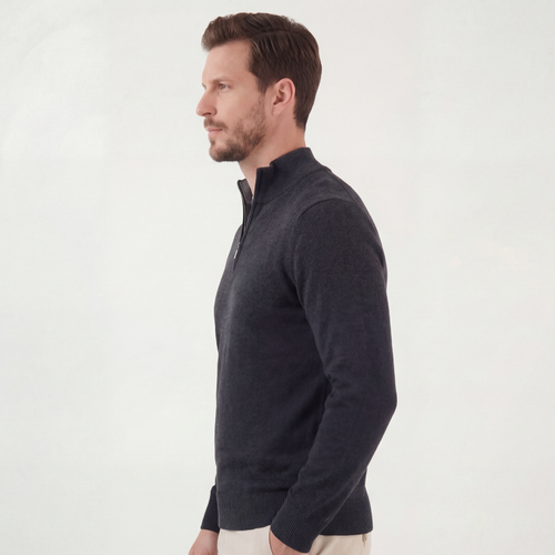 Men's Charcoal Quarter Zip Jumper for Layering