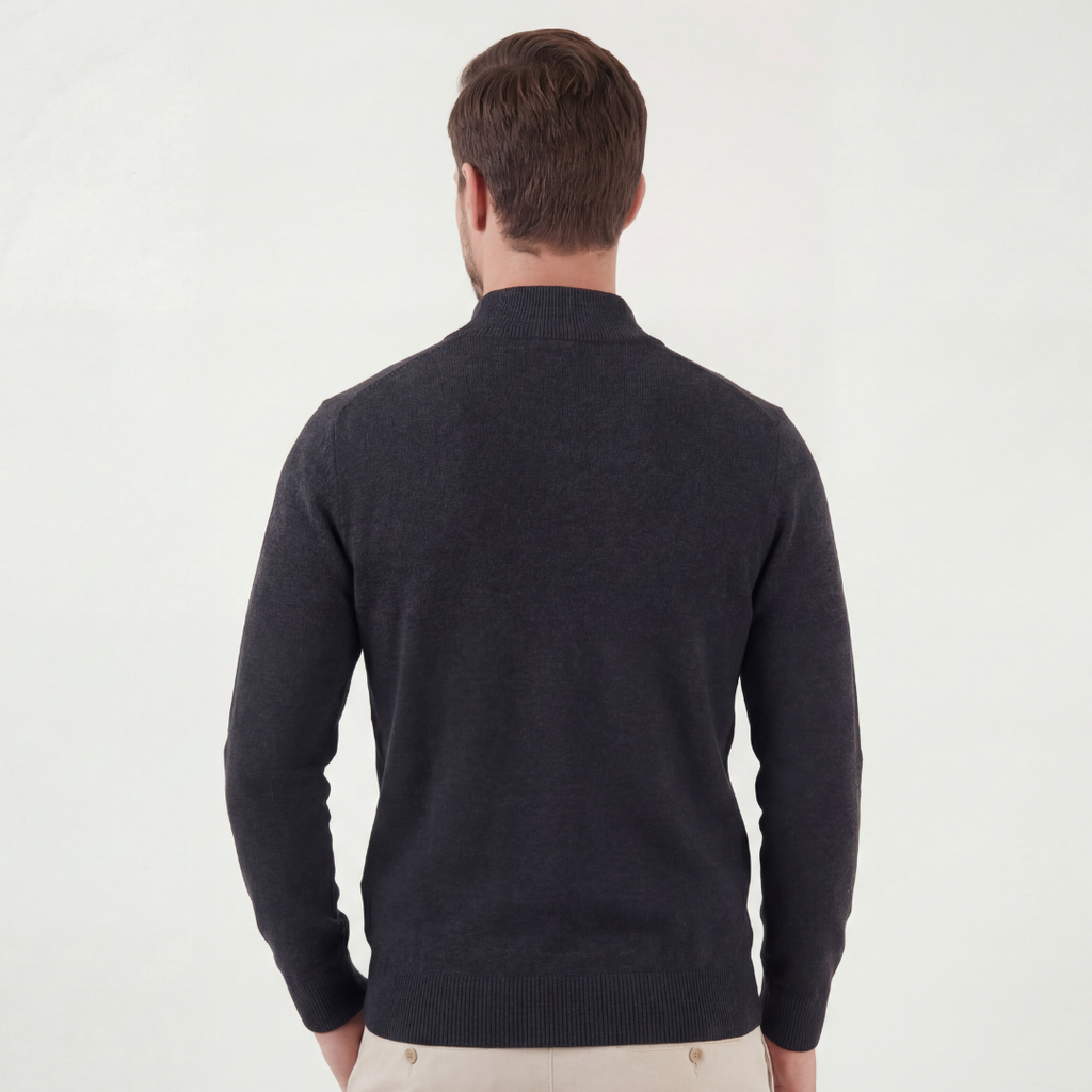 Men's Charcoal Quarter Zip Jumper for Layering