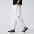 Men's Cropped Drawstring Loose Fit Trousers