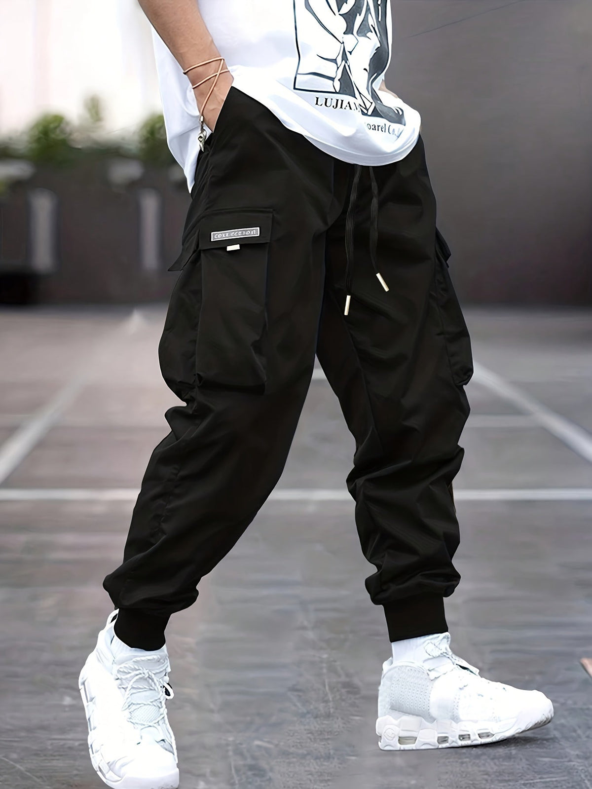 Men's Drawstring Cargo Trousers for Everyday Wear