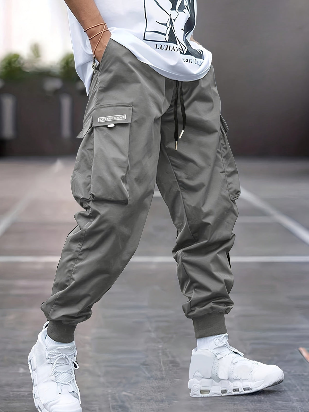 Men's Drawstring Cargo Trousers for Everyday Wear