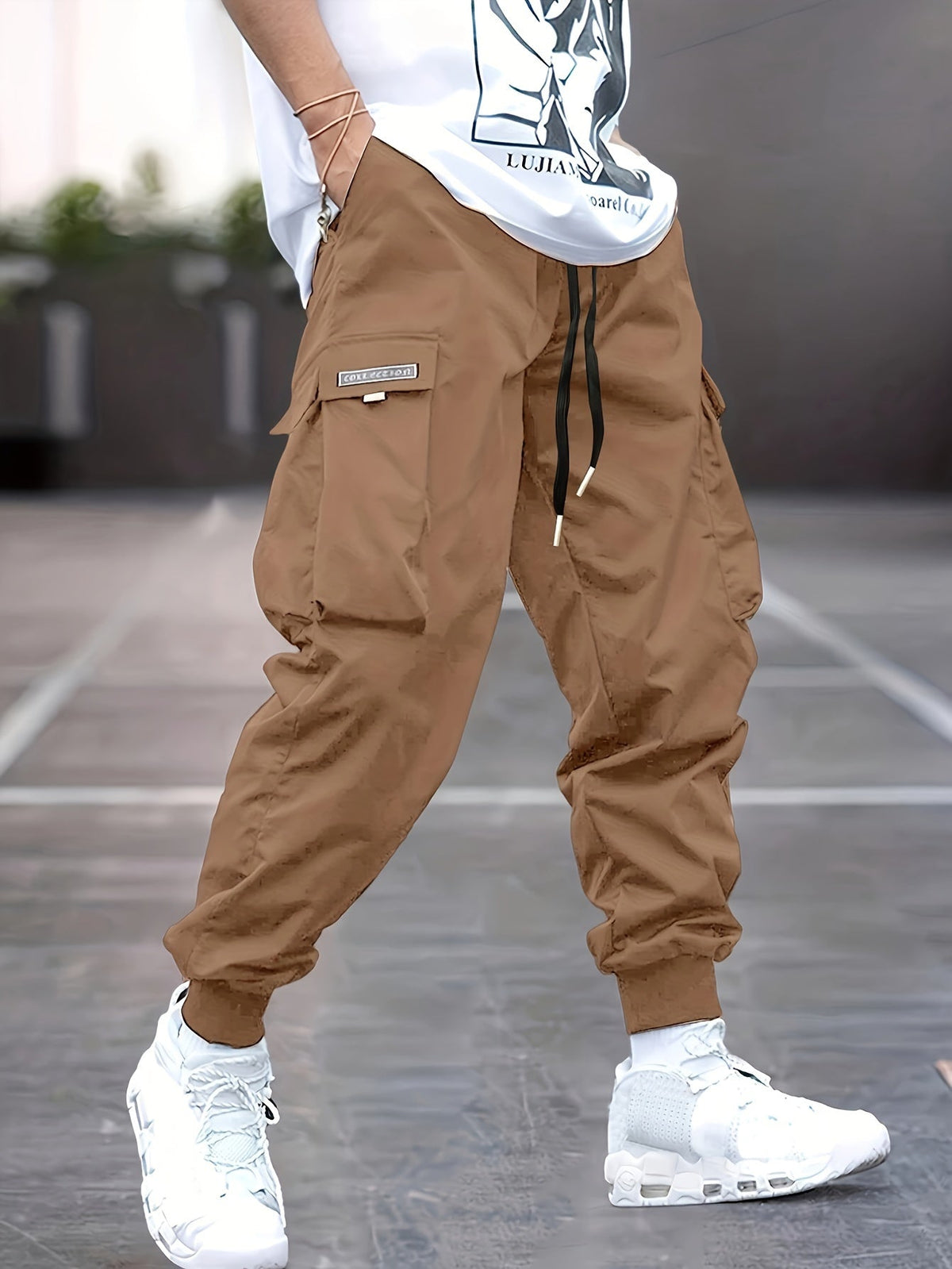 Men's Drawstring Cargo Trousers for Everyday Wear