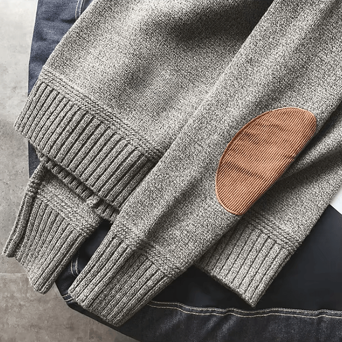Men's Elbow Patch Crew Neck Jumper
