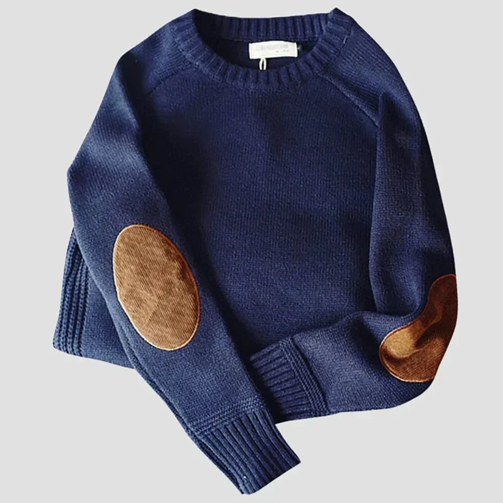 Men's Elbow Patch Crew Neck Jumper