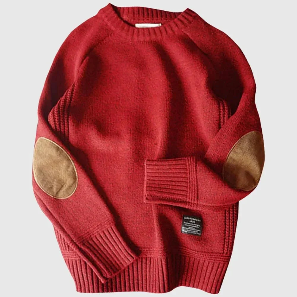 Men's Elbow Patch Crew Neck Jumper