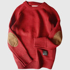 Men's Elbow Patch Crew Neck Jumper