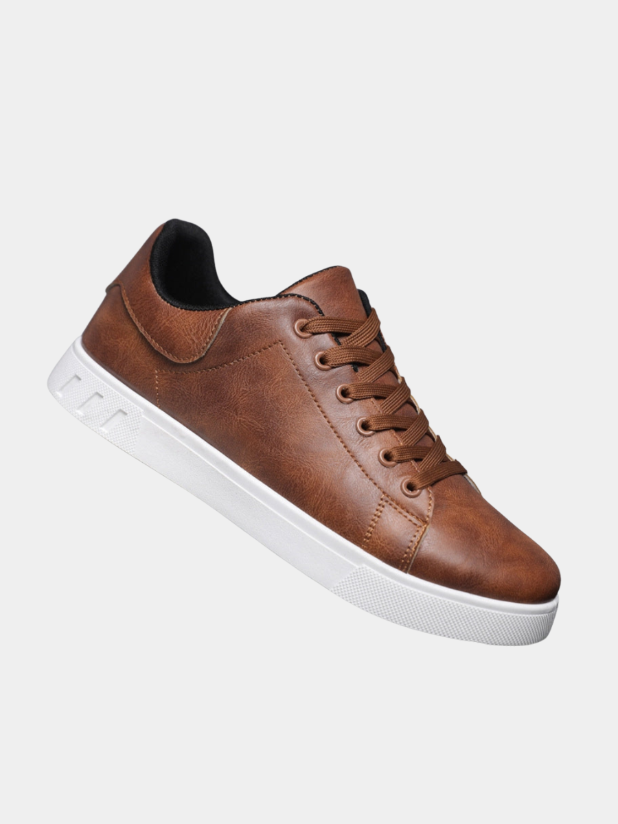 Men's Faux Leather Low Top Trainers