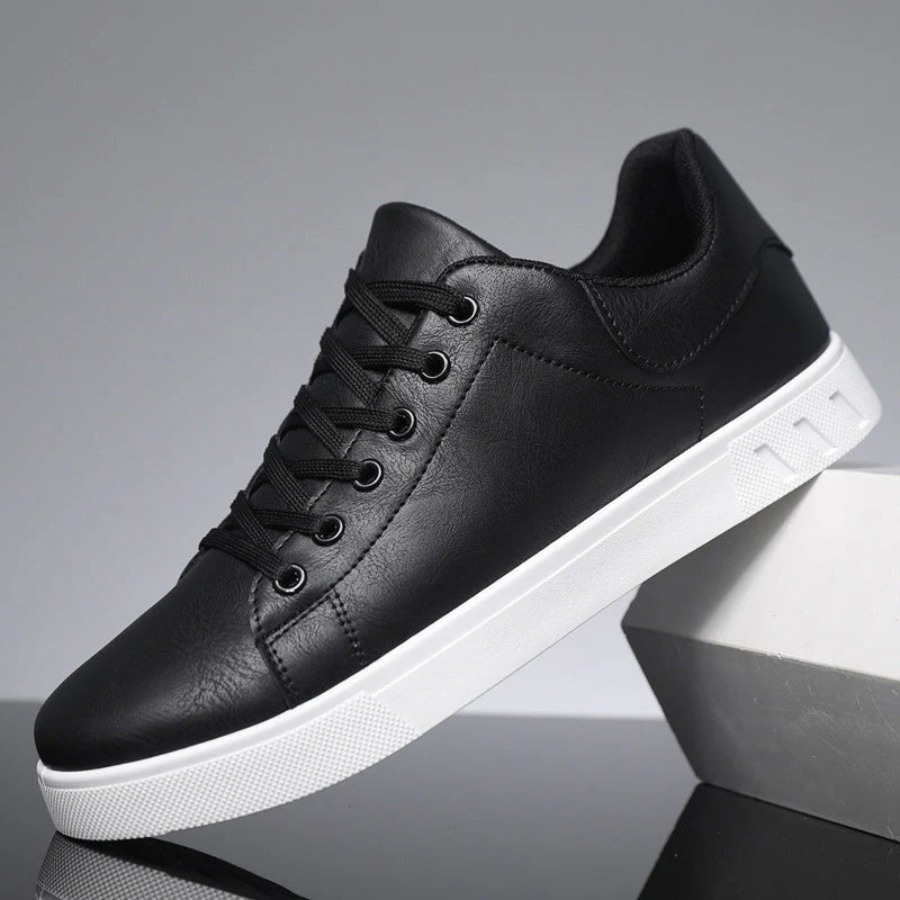 Men's Faux Leather Low Top Trainers