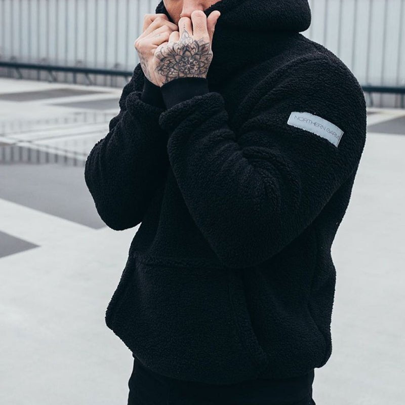 Men's Fleece Lined Hooded Relaxed Fit Jumper