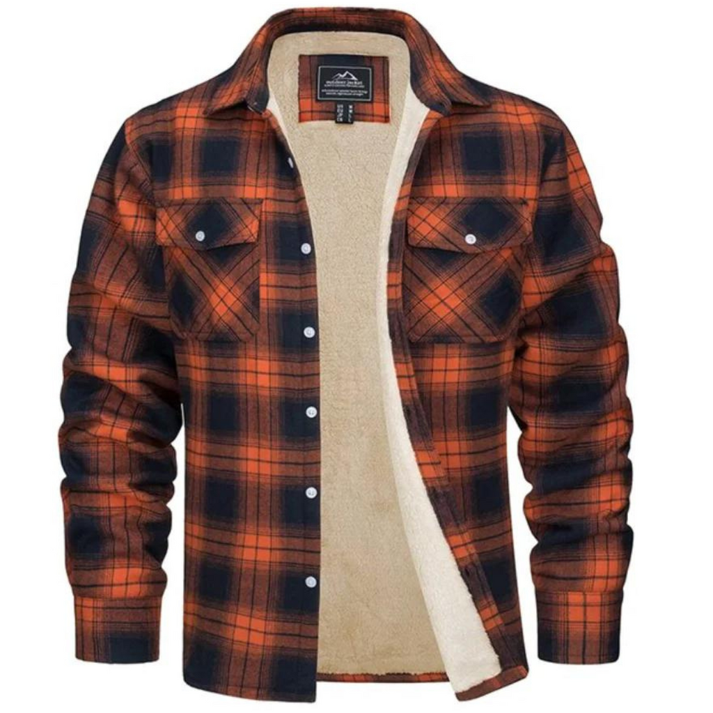 Men's Fleece Lined Plaid Shirt Jacket