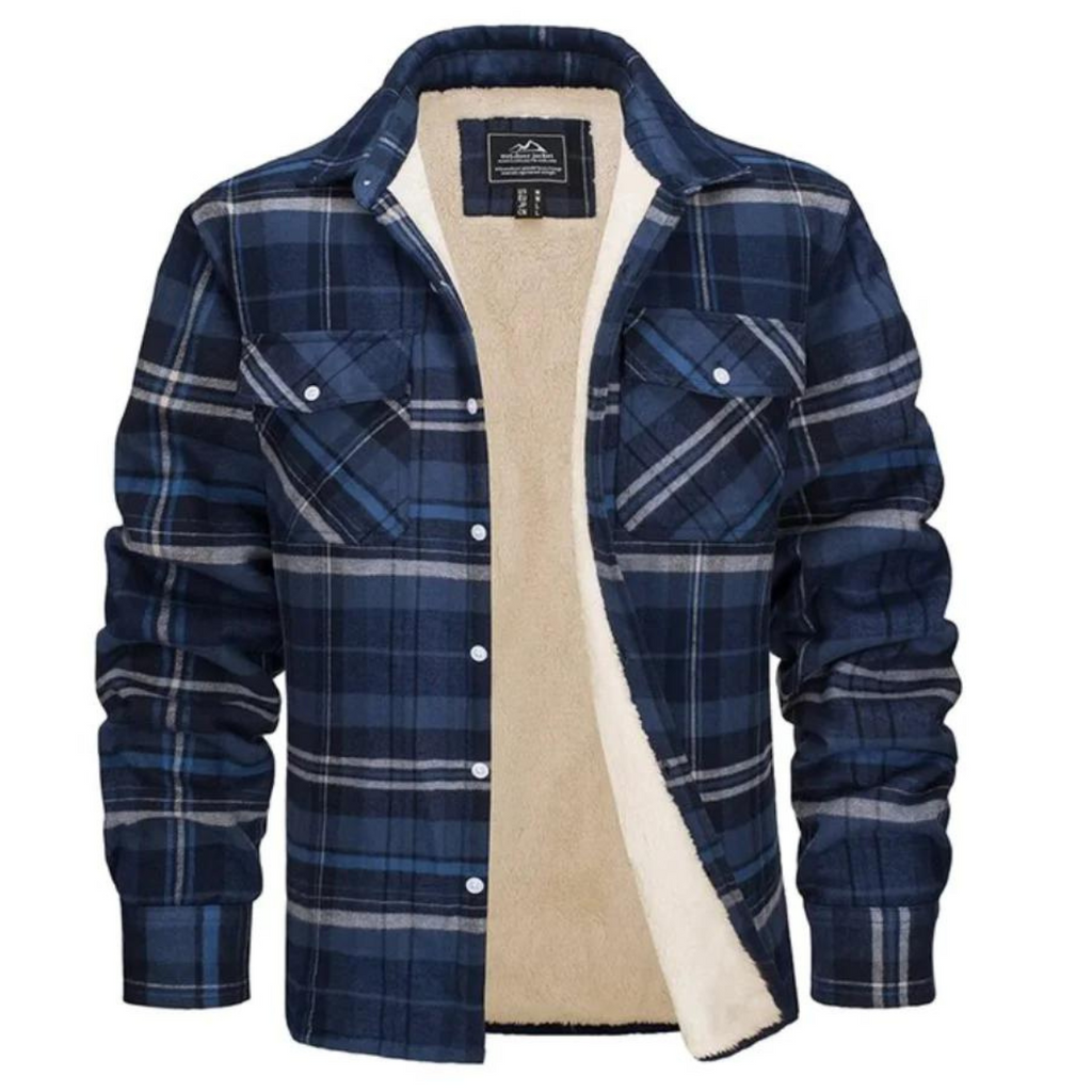 Men's Fleece Lined Plaid Shirt Jacket