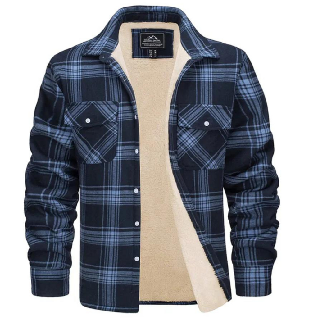 Men's Fleece Lined Plaid Shirt Jacket