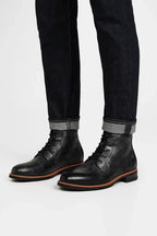 Men's Lace Up Cushioned Leather Look Ankle Boots