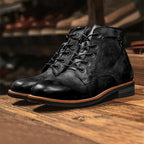 Men's Lace Up Cushioned Leather Look Ankle Boots