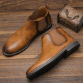 Men's Leather Look Ankle Boots for Autumn and Winter
