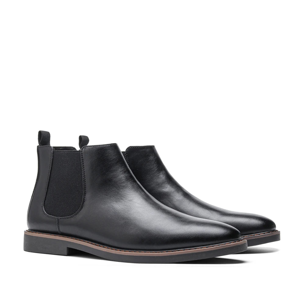 Men's Leather Look Ankle Boots for Autumn and Winter