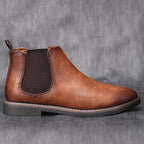 Men's Leather Look Ankle Boots for Autumn and Winter