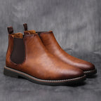 Men's Leather Look Ankle Boots for Autumn and Winter