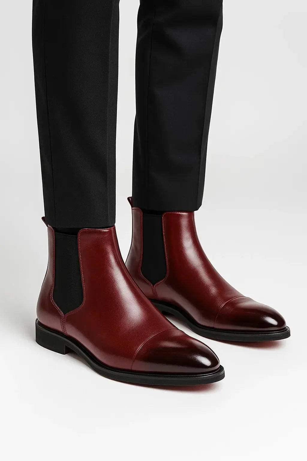 Men's Leather Look Cushioned Chelsea Boots