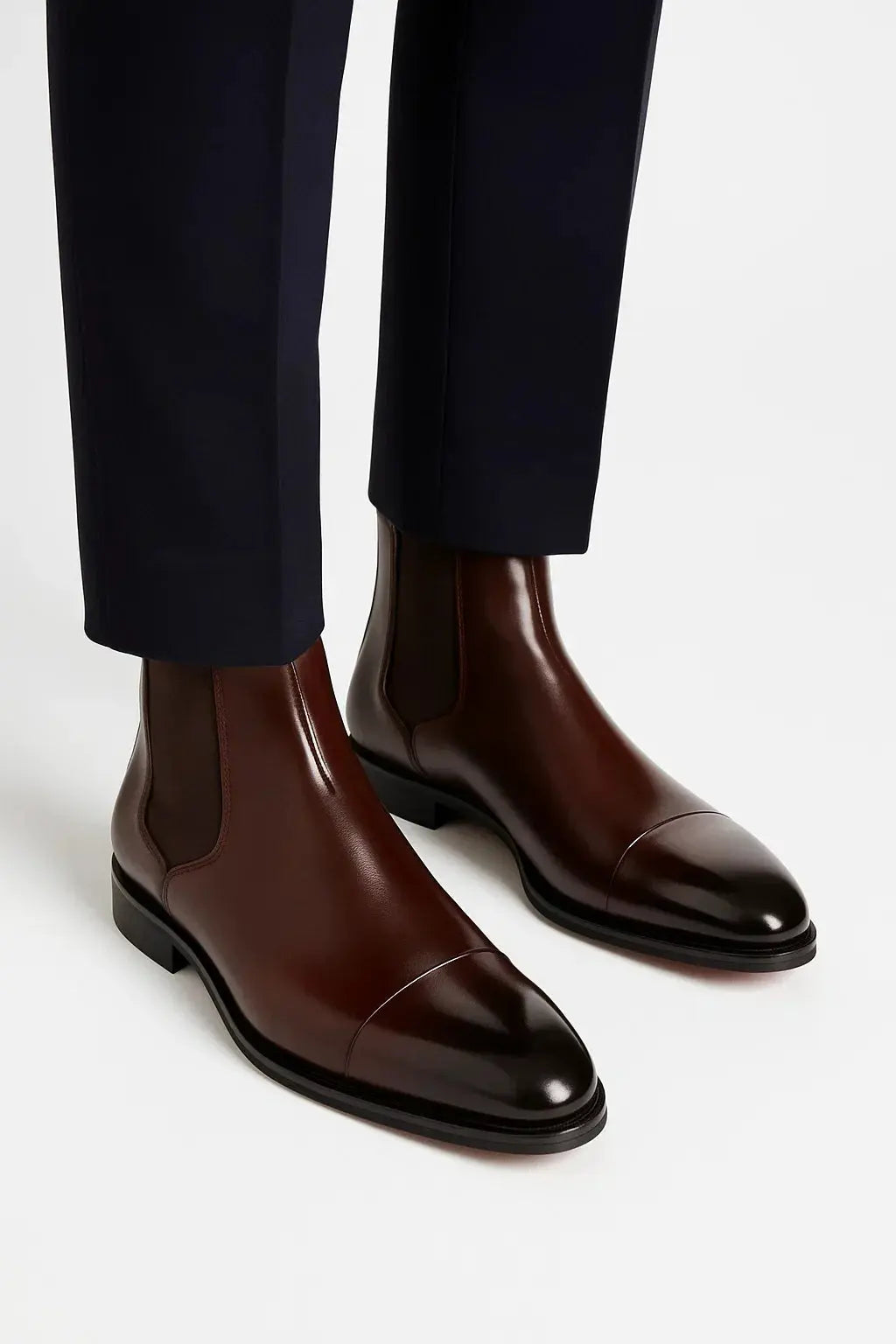 Men's Leather Look Cushioned Chelsea Boots