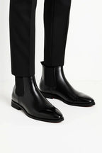 Men's Leather Look Cushioned Chelsea Boots