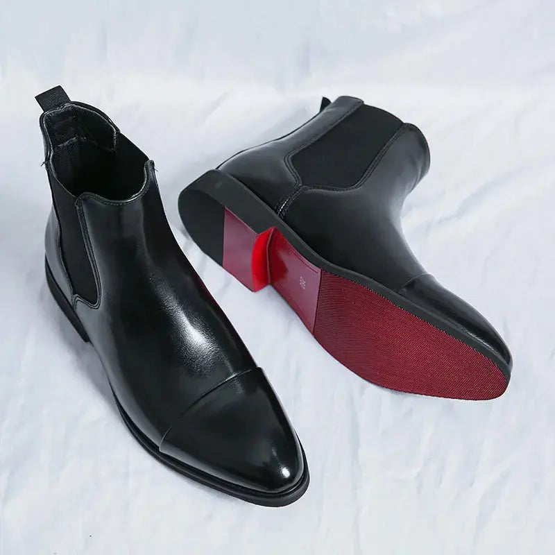 Men's Leather Look Cushioned Chelsea Boots