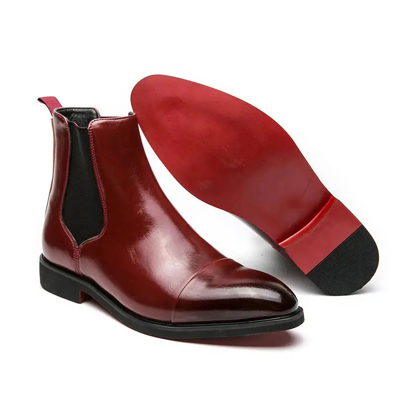 Men's Leather Look Cushioned Chelsea Boots