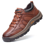 Men's Leather Look Lace Up Comfort Trainers