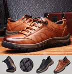 Men's Leather Look Lace Up Comfort Trainers
