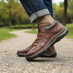 Men's Leather Look Lace Up Comfort Trainers