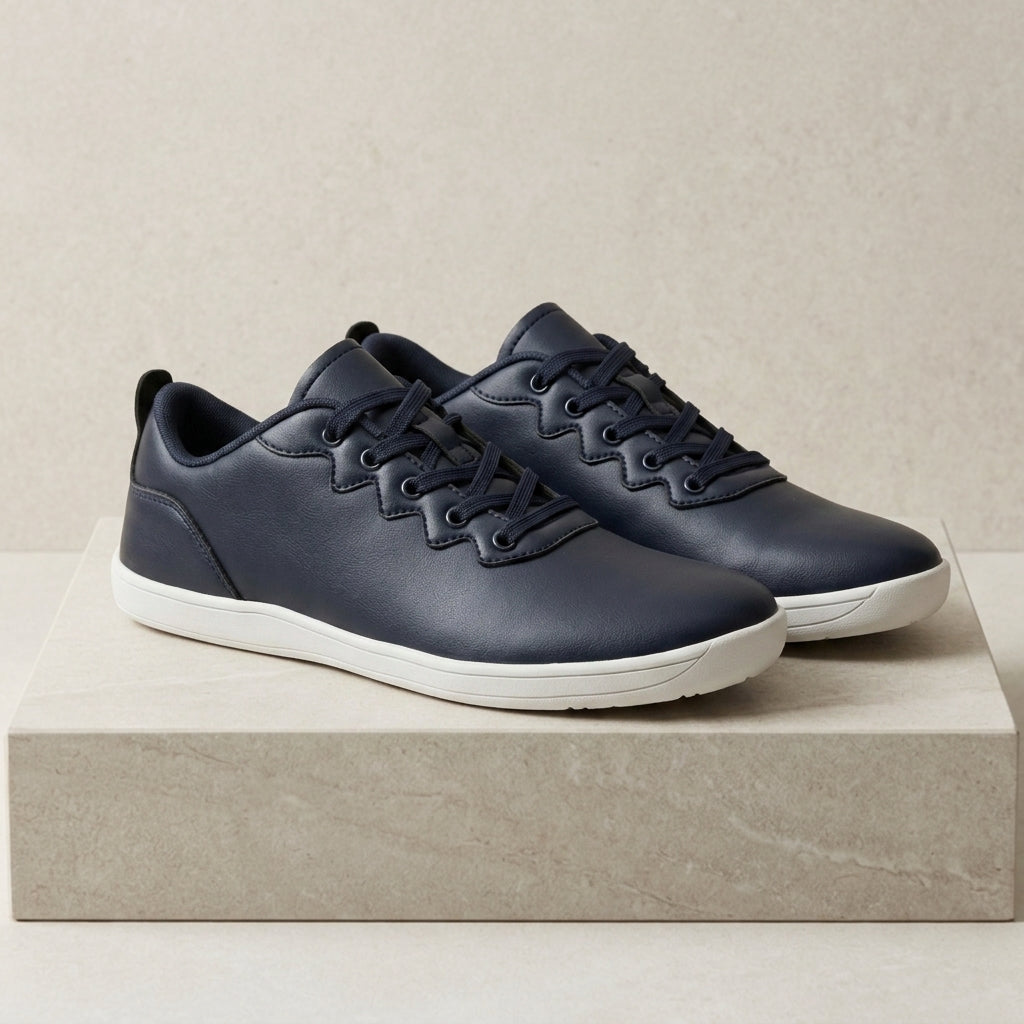 Men's Leather Look Wide Fit Trainers