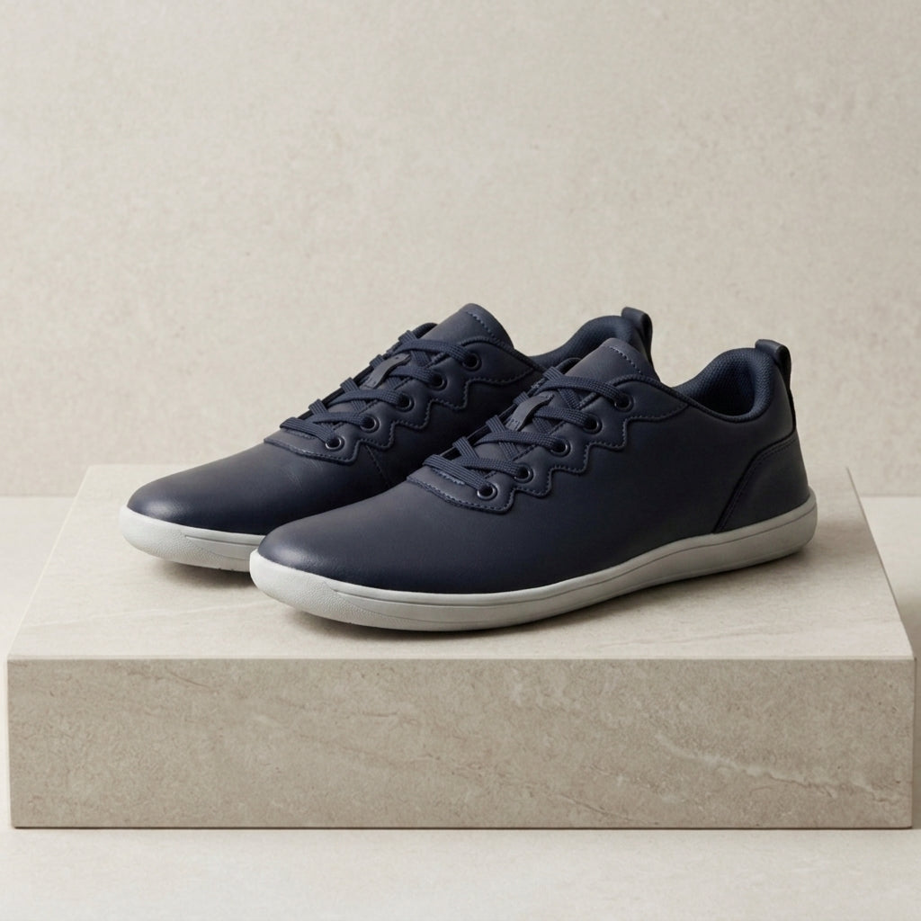 Men's Leather Look Wide Fit Trainers