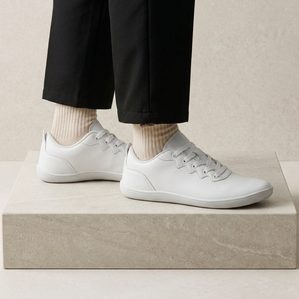 Men's Leather Look Wide Fit Trainers