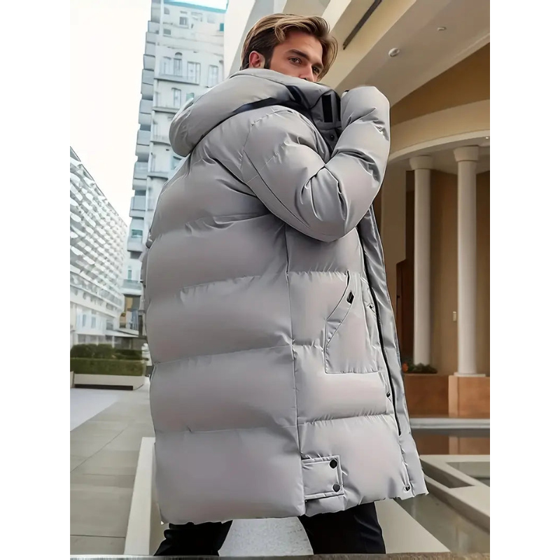 Men's Longline Hooded Padded Puffer Jacket