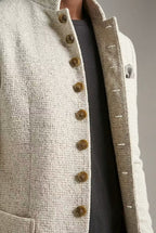 Men's Mandarin Collar Textured Blazer
