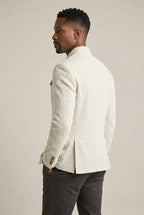 Men's Mandarin Collar Textured Blazer