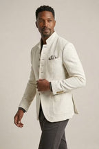 Men's Mandarin Collar Textured Blazer